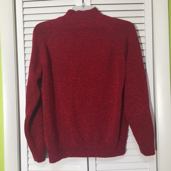 Karen Scott red knit mock neck pullover chunky knit sweater pearl detail - Picture 3 of 5